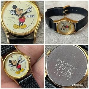 SEIKO LADIES MICKEY MOUSE 7N83-6080 QUARTZ ANALOG WATCH !! Needs Battery !!